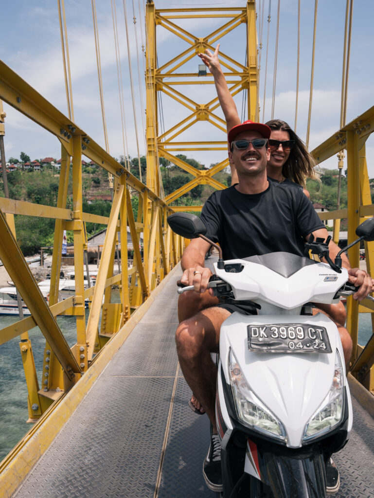 The infamous yellow bridge between Nusa Lembongan and Nusa Cenigan, only 15 minutes from Lago.